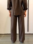 Espresso Linen Blend Relaxed Chemise & Trousers Set