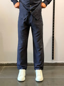 Navy Blue Linen Blend Relaxed Shirt & Trousers Set