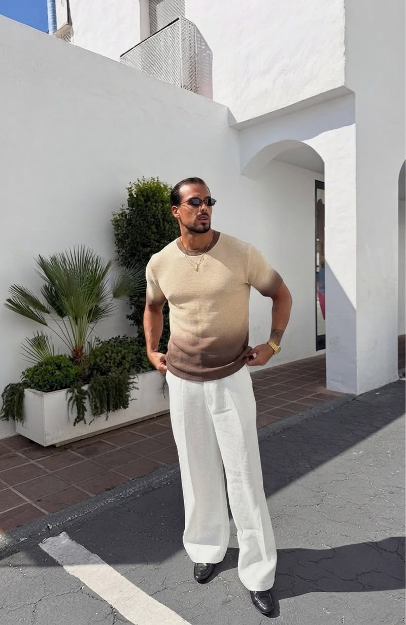 Gradient Knit Short-Sleeve T-Shirt
