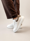 Alexander McQueen Oversized Sneaker – White with Grey Suede Heel Tab