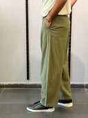 Olive Linen Baggy Fit Pants