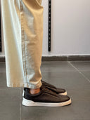ZEGNA Triple Stitch™ Dark Brown Leather Sneakers