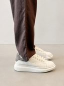 Alexander McQueen Oversized Sneaker – White with Grey Suede Heel Tab