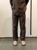 Espresso Linen Blend Relaxed Chemise & Trousers Set