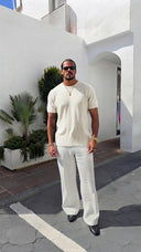 Jacquard Textured Knit T-Shirt