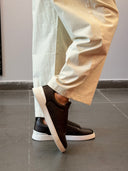 ZEGNA Triple Stitch™ Dark Brown Leather Sneakers