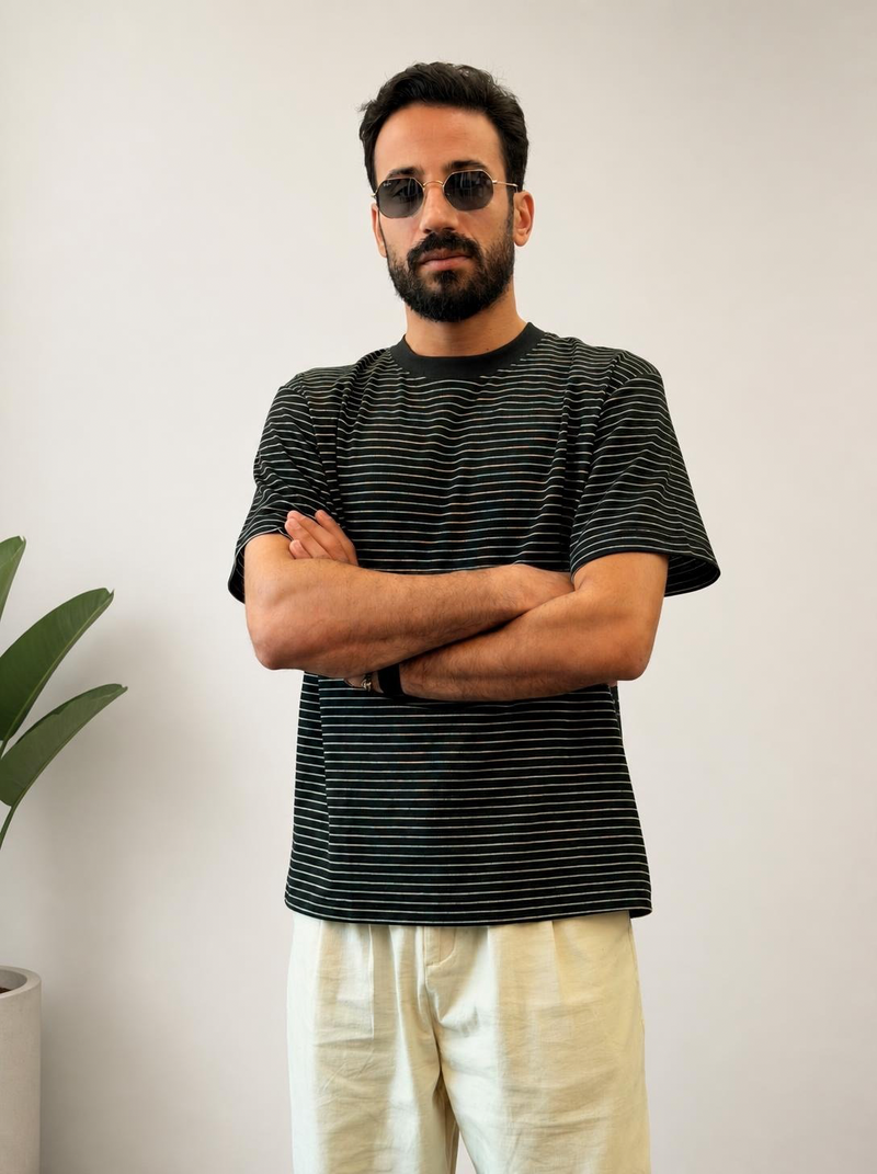 Striped Oversized T-Shirt – Black